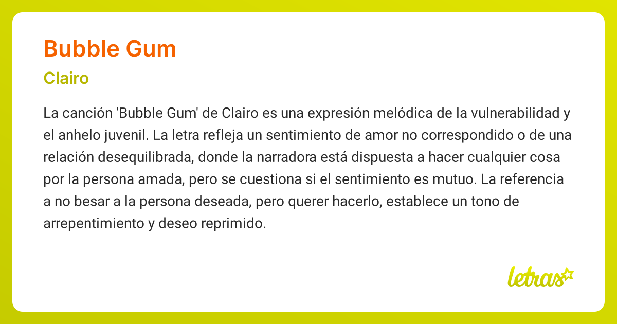 Significado de la canción BUBBLE GUM (Clairo)
