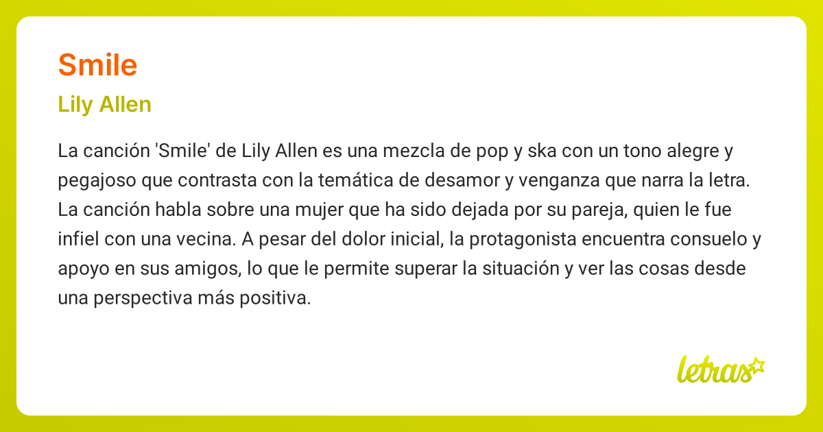 Significado de la canción SMILE (Lily Allen) - LETRAS.COM