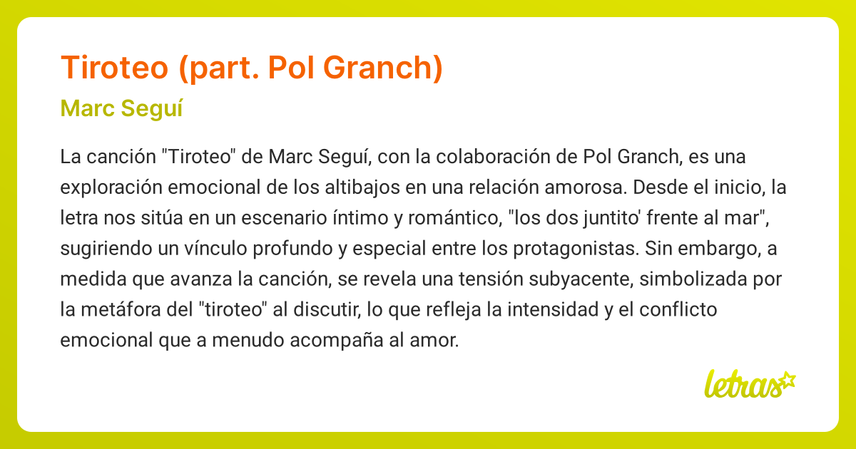 Significado de la canción TIROTEO (PART. POL GRANCH) (Marc Seguí ...