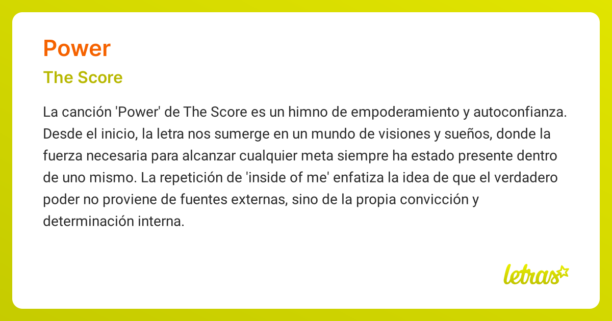 Significado de la canción POWER (The Score) - LETRAS.COM