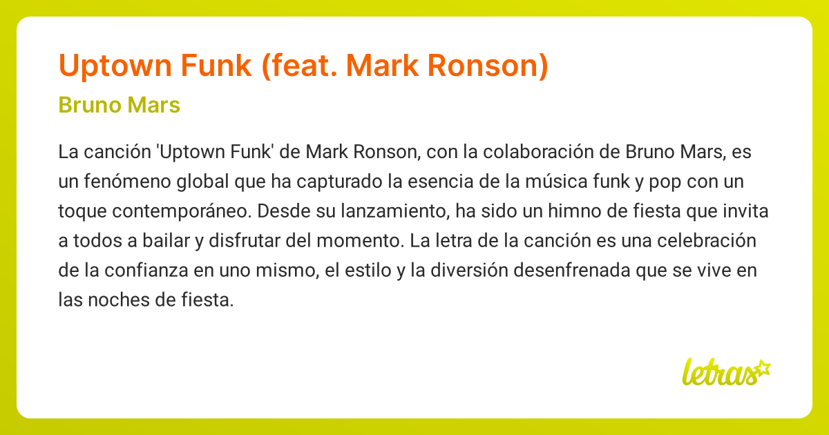 Significado de la canción Uptown Funk (feat. Mark Ronson) (Bruno Mars