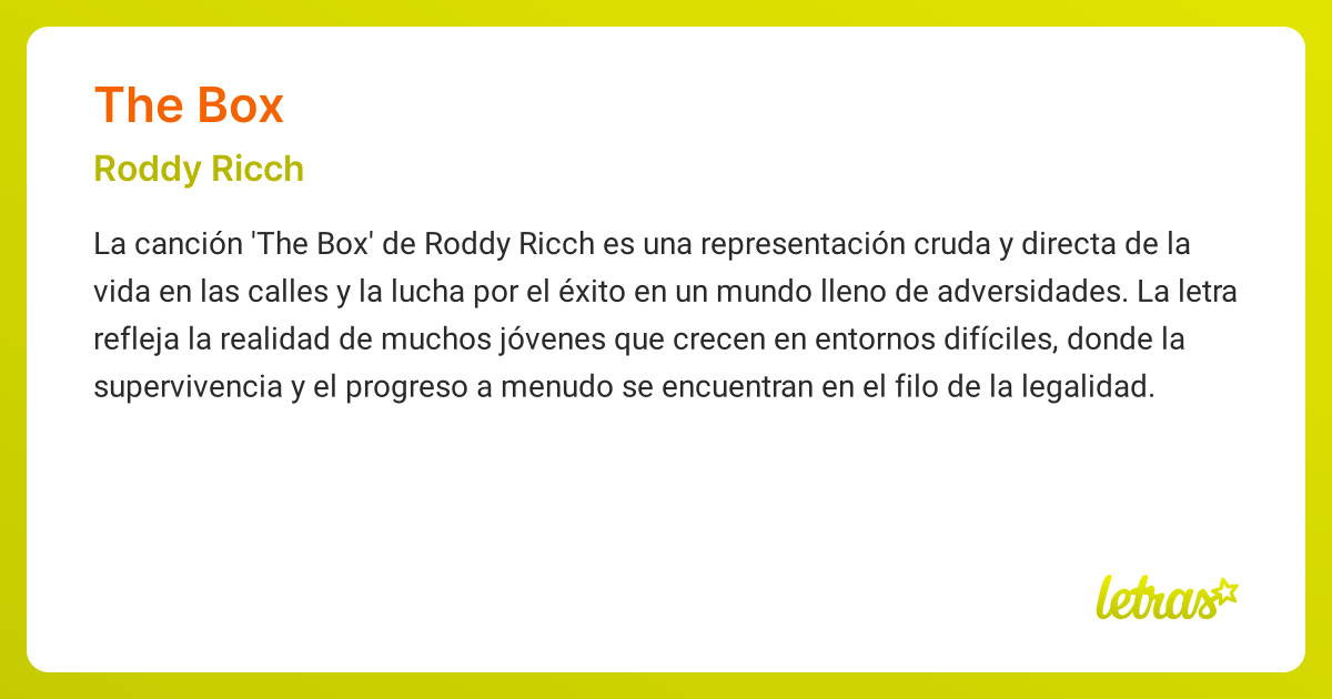Significado de la canción THE BOX (Roddy Ricch)