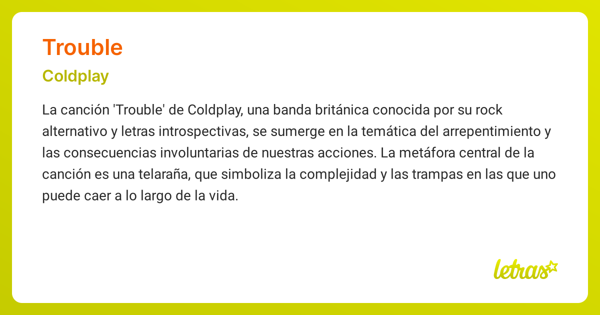 Significado de la canción TROUBLE (Coldplay)