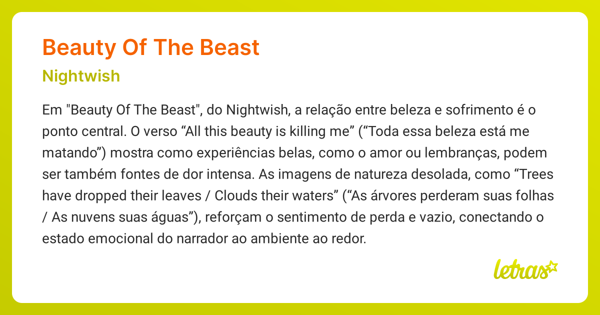 BEAUTY OF THE BEAST (SIGNIFICADO) Nightwish