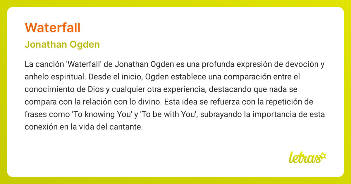 Significado de la canción WATERFALL (Jonathan Ogden) - LETRAS.COM
