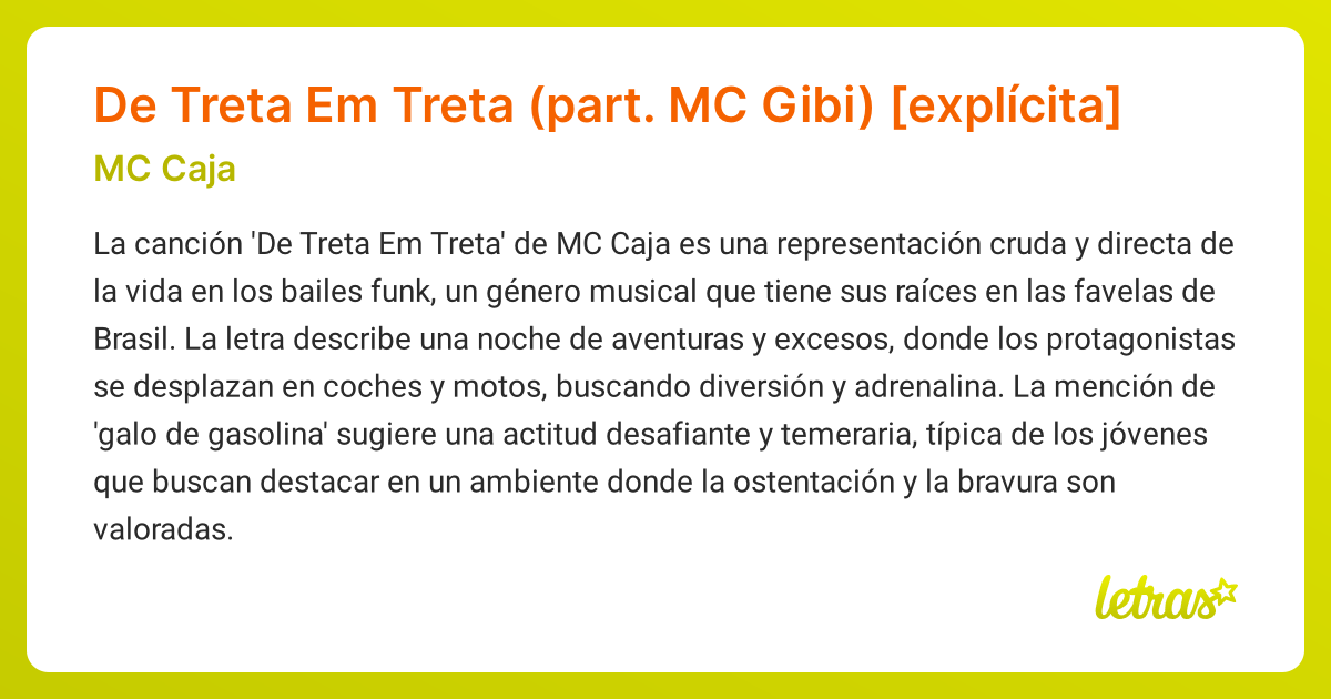Significado de la canción De Treta Em Treta (part. MC Gibi) [explícita ...