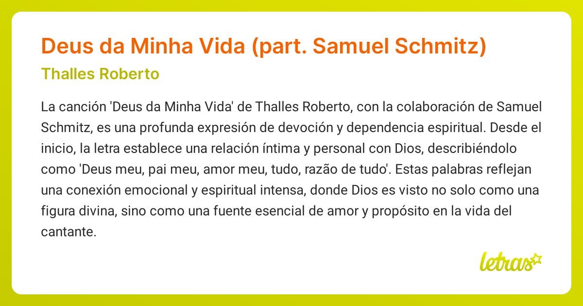 Significado De La Canción Deus Da Minha Vida Part Samuel Schmitz