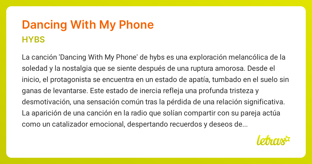 Significado de la canción DANCING WITH MY PHONE (HYBS) - LETRAS.COM