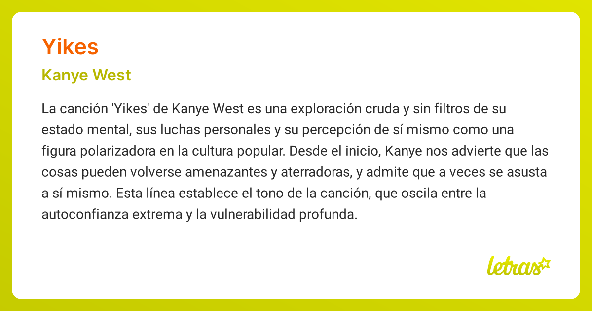 Significado de la canción YIKES (Kanye West) - LETRAS.COM
