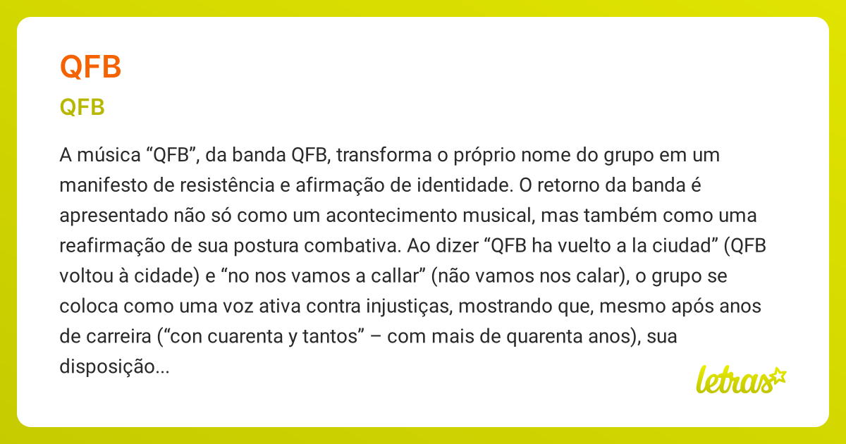 Significado da música QFB (QFB) - LETRAS.MUS.BR