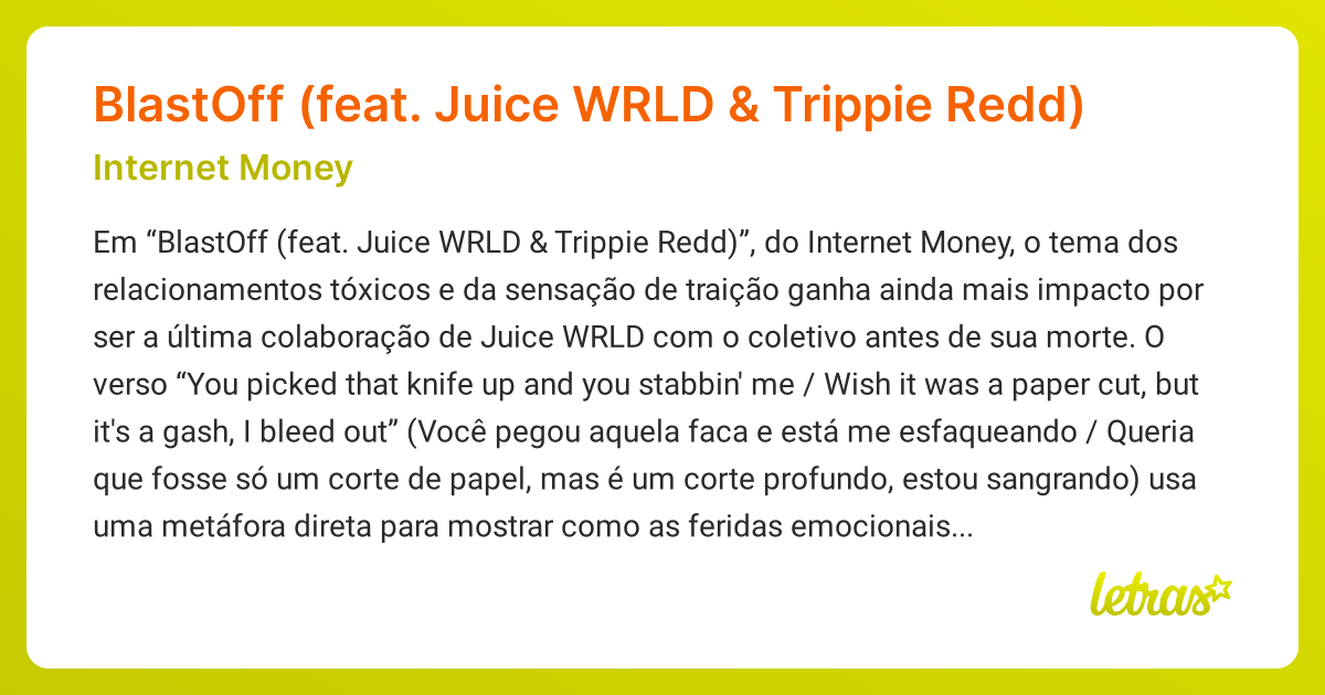 Significado da música BlastOff (feat. Juice WRLD & Trippie Redd ...