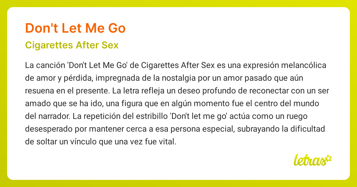 Significado De La Canción Dont Let Me Go Cigarettes After Sex