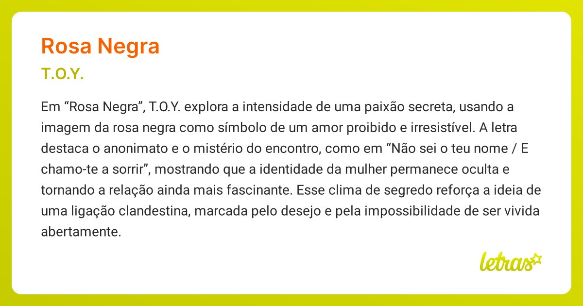 Significado da msica ROSA NEGRA (T.O.Y.) - LETRAS.MUS.BR