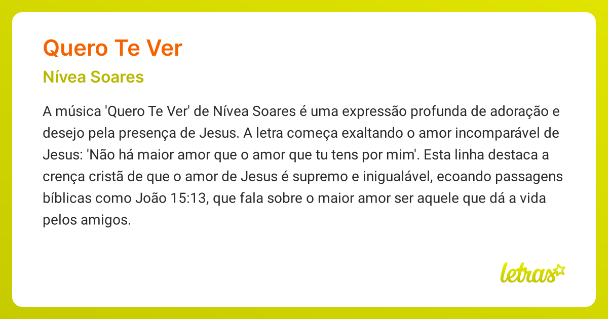 Significado da música QUERO TE VER (Nívea Soares) - LETRAS.MUS.BR