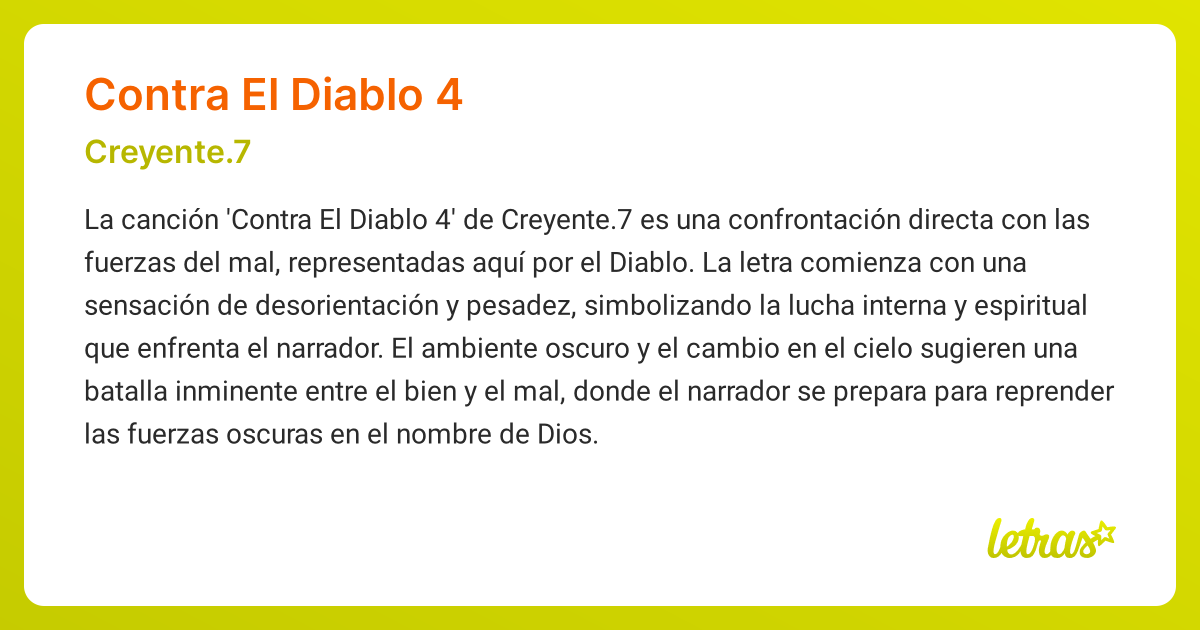 Significado de la canción CONTRA EL DIABLO 4 (Creyente.7) - LETRAS.COM