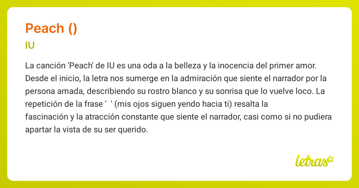 Significado de la canción PEACH (복숭아) (IU ) - LETRAS.COM