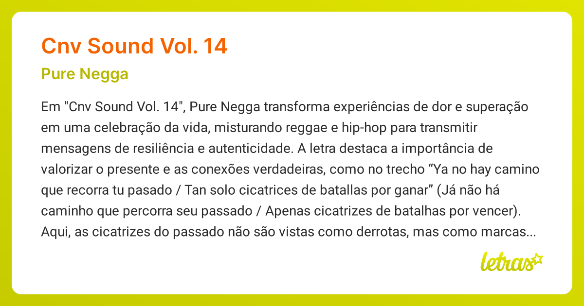 ジャズヴォーカルCD vol.14 Cnv Sound, Vol. 14 — Pure Negga & Skillz Beatz: letras e