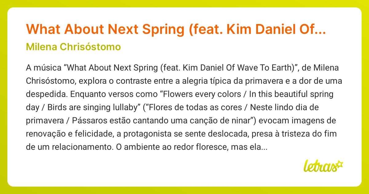 Significado da música What About Next Spring (feat. Kim Daniel Of Wave ...
