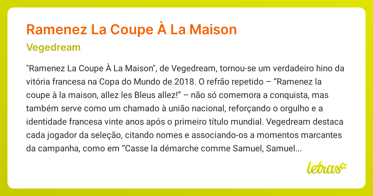 Significado da música RAMENEZ LA COUPE À LA MAISON (Vegedream) - LETRAS ...