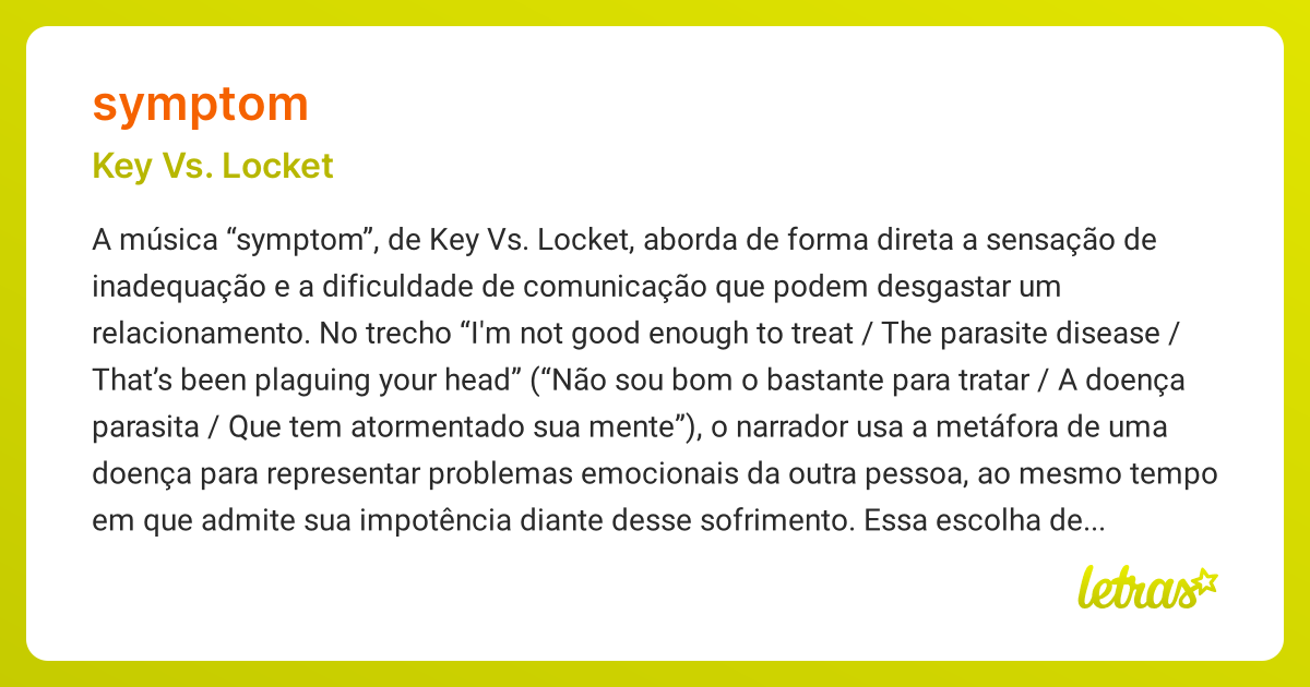 Significado da música SYMPTOM (Key Vs. Locket) - LETRAS.MUS.BR