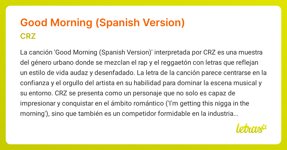 Good Morning Spanish Version