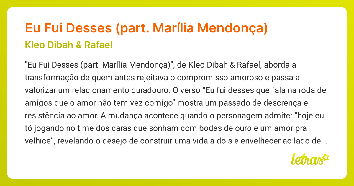 Significado da música Eu Fui Desses (part. Marília Mendonça) (Kleo ...