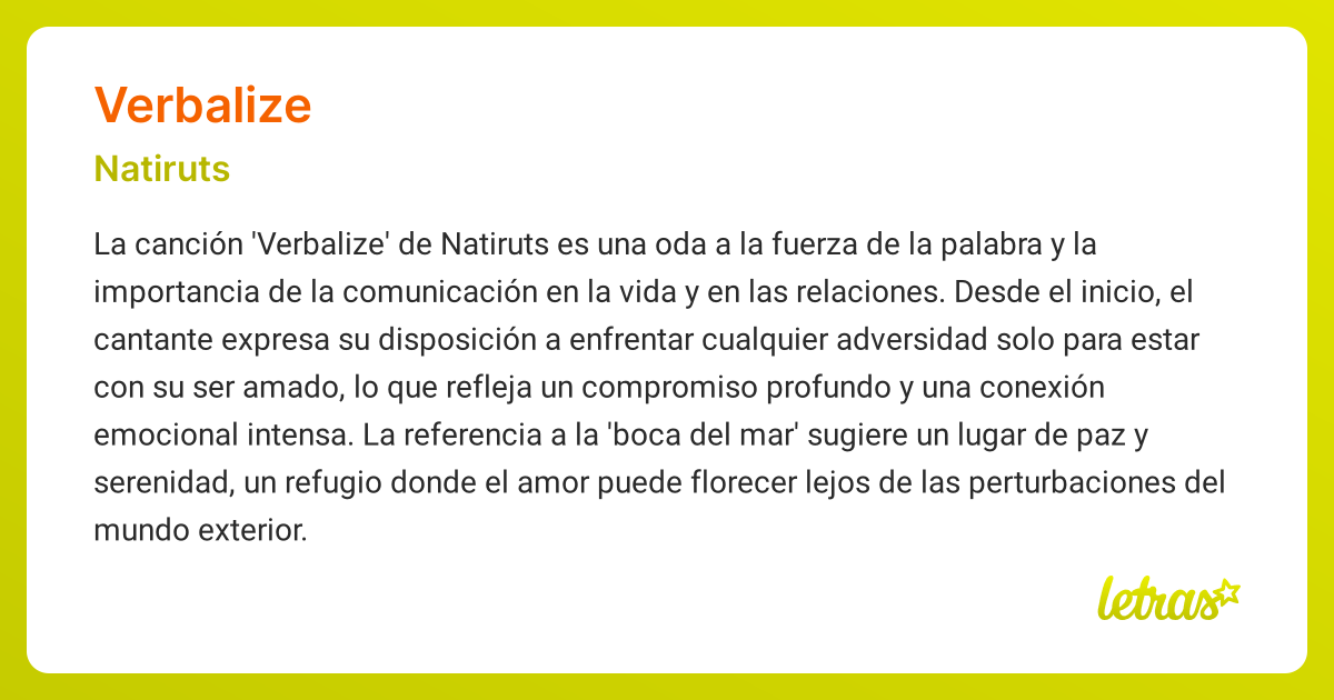 Significado de la canción VERBALIZE (Natiruts) - LETRAS.COM