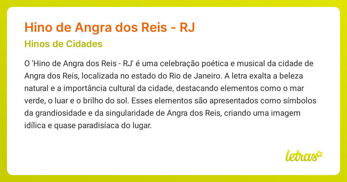 Significado da música HINO DE ANGRA DOS REIS - RJ (Hinos de Cidades ...