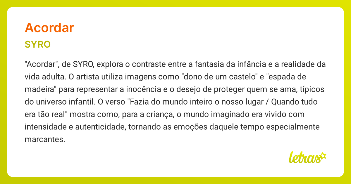 Significado da música ACORDAR (SYRO) - LETRAS.MUS.BR