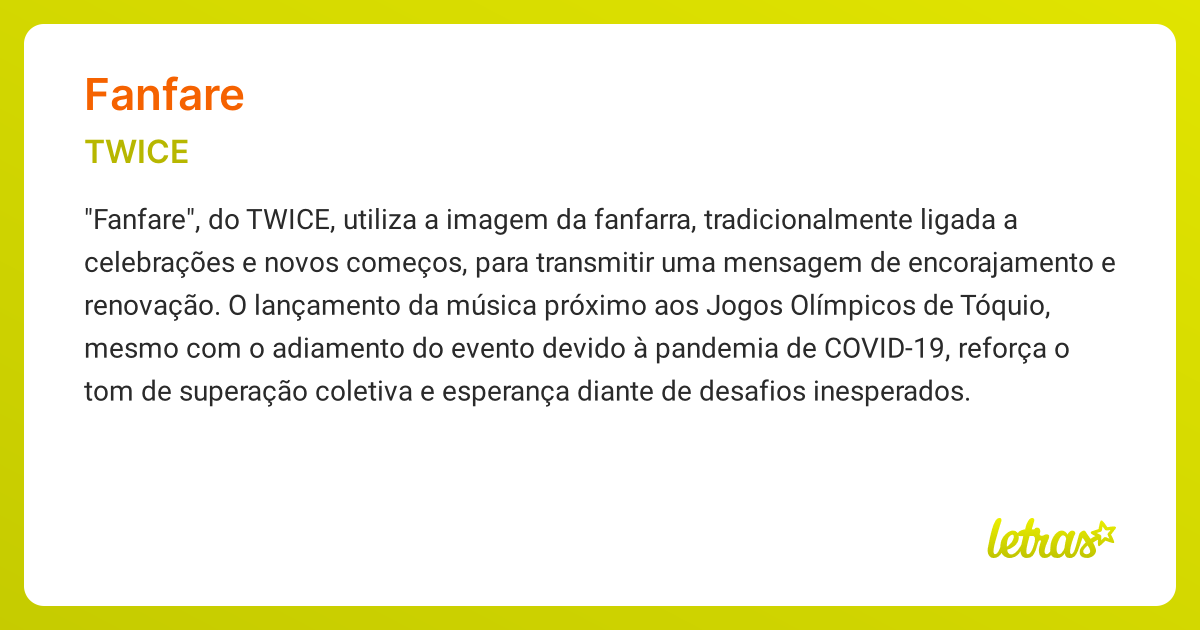 Significado da música FANFARE (TWICE) LETRAS.MUS.BR