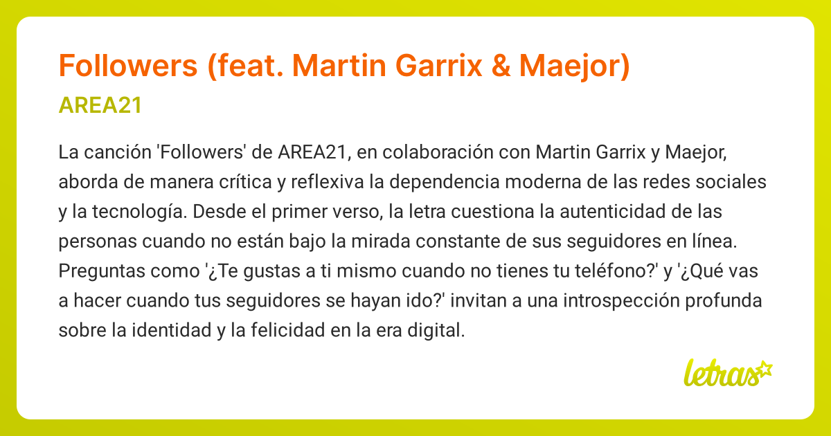 Significado de la canción Followers (feat. Martin Garrix & Maejor ...