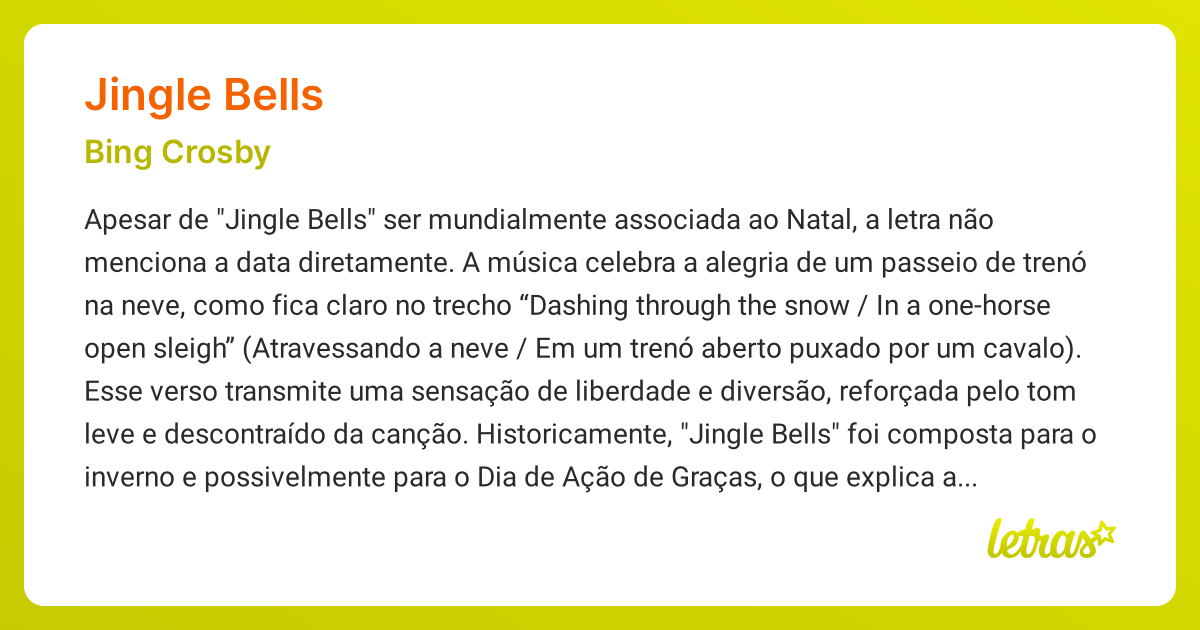 JINGLE BELLS (SIGNIFICADO) Bing Crosby