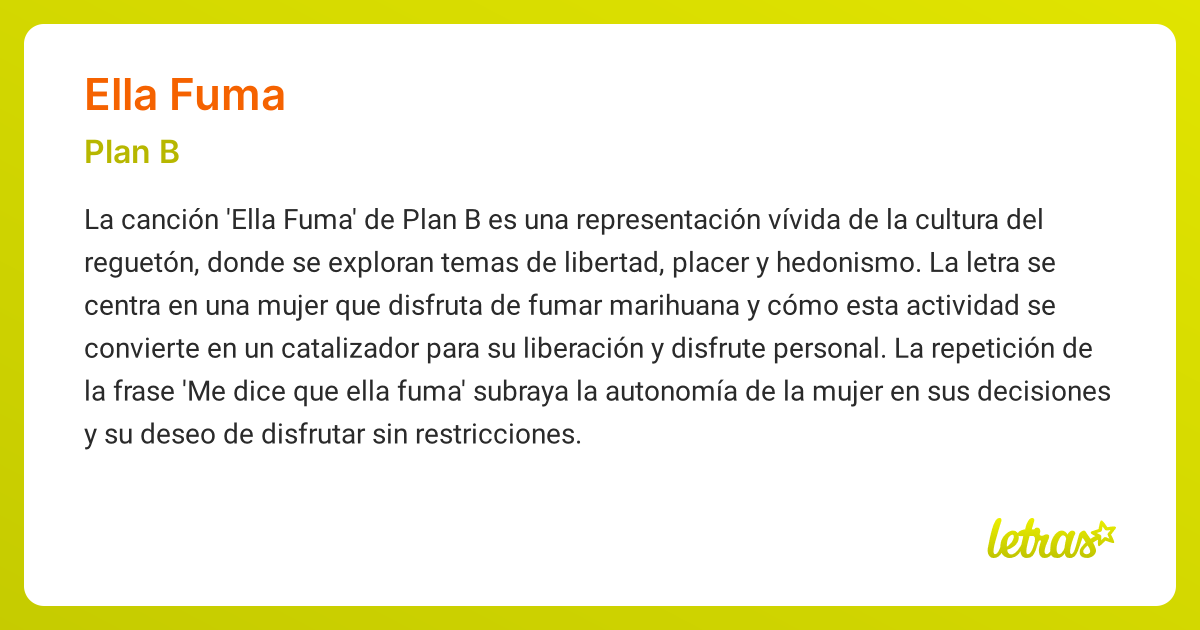 Significado de la canción ELLA FUMA (Plan B)