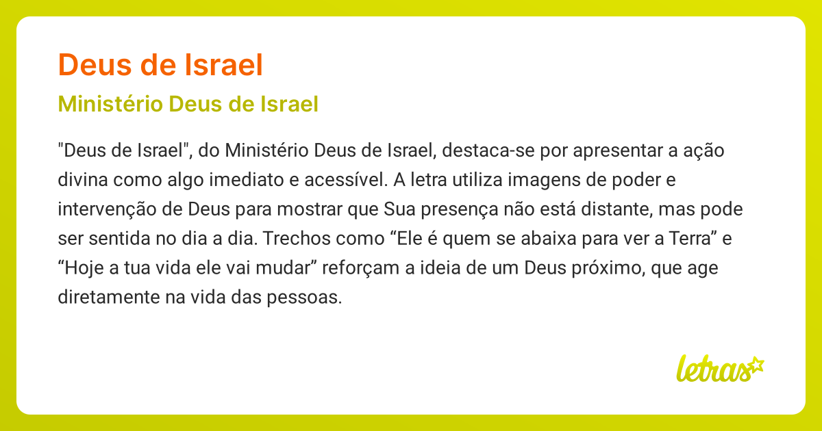 Significado da música DEUS DE ISRAEL (Ministério Deus de Israel ...