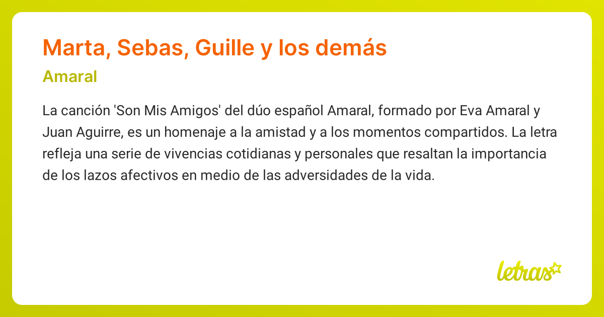 Significado de la canción Marta, Sebas, Guille y Los Demás (Amaral ...