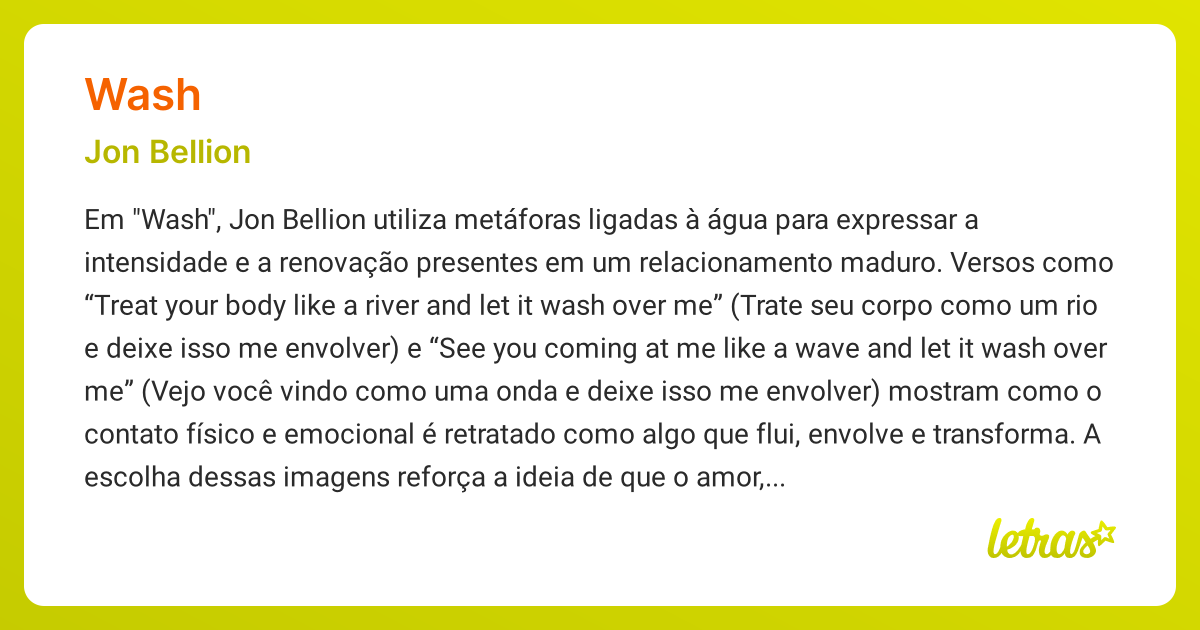 Significado da música WASH (Jon Bellion) - LETRAS.MUS.BR