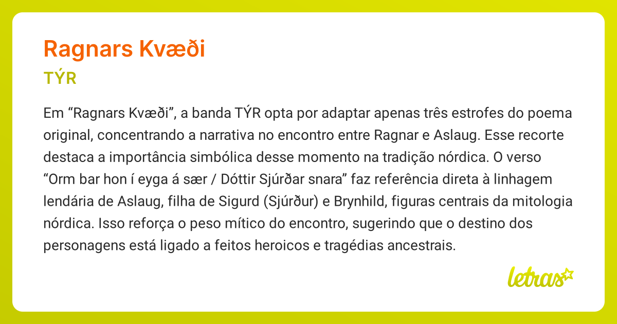 Significado da música RAGNARS KVÆÐI (TÝR) - LETRAS.MUS.BR