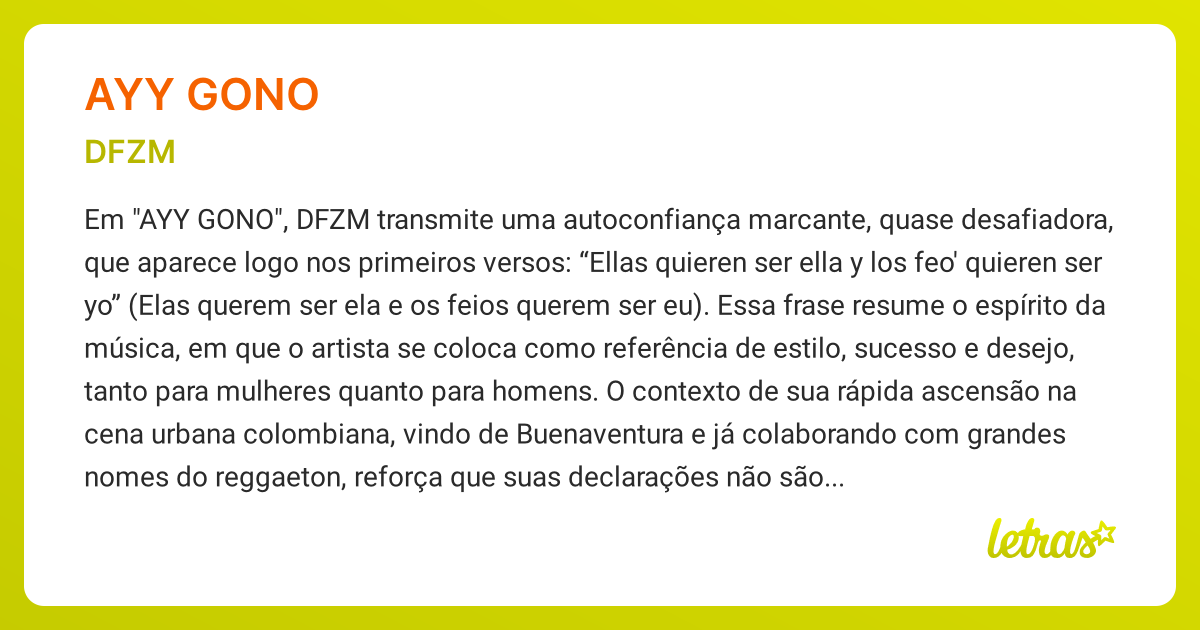 Significado da música AYY GONO (DFZM) - LETRAS.MUS.BR