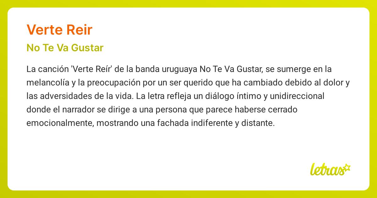 Significado de la canción VERTE REIR (No Te Va Gustar) - LETRAS.COM