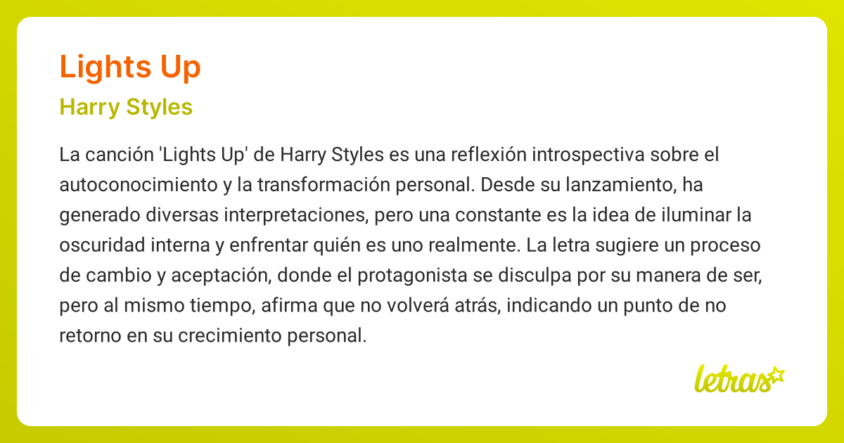 Significado de la canción LIGHTS UP (Harry Styles)
