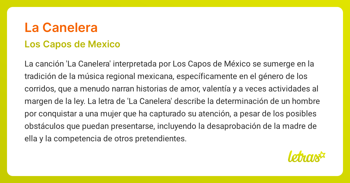 Significado de la canción LA CANELERA (Los Capos de Mexico)