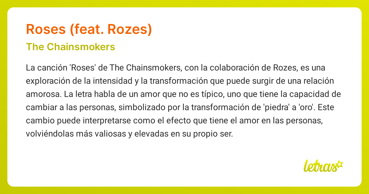 Significado de la canción ROSES (FEAT. ROZES) (The Chainsmokers