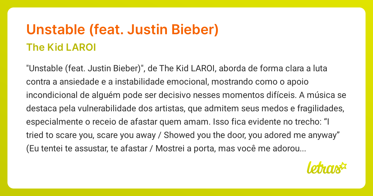 UNSTABLE (FEAT. JUSTIN BIEBER) (SIGNIFICADO) The Kid LAROI