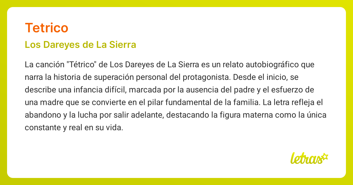 Significado de la canción TETRICO (Los Dareyes de La Sierra) - LETRAS.COM