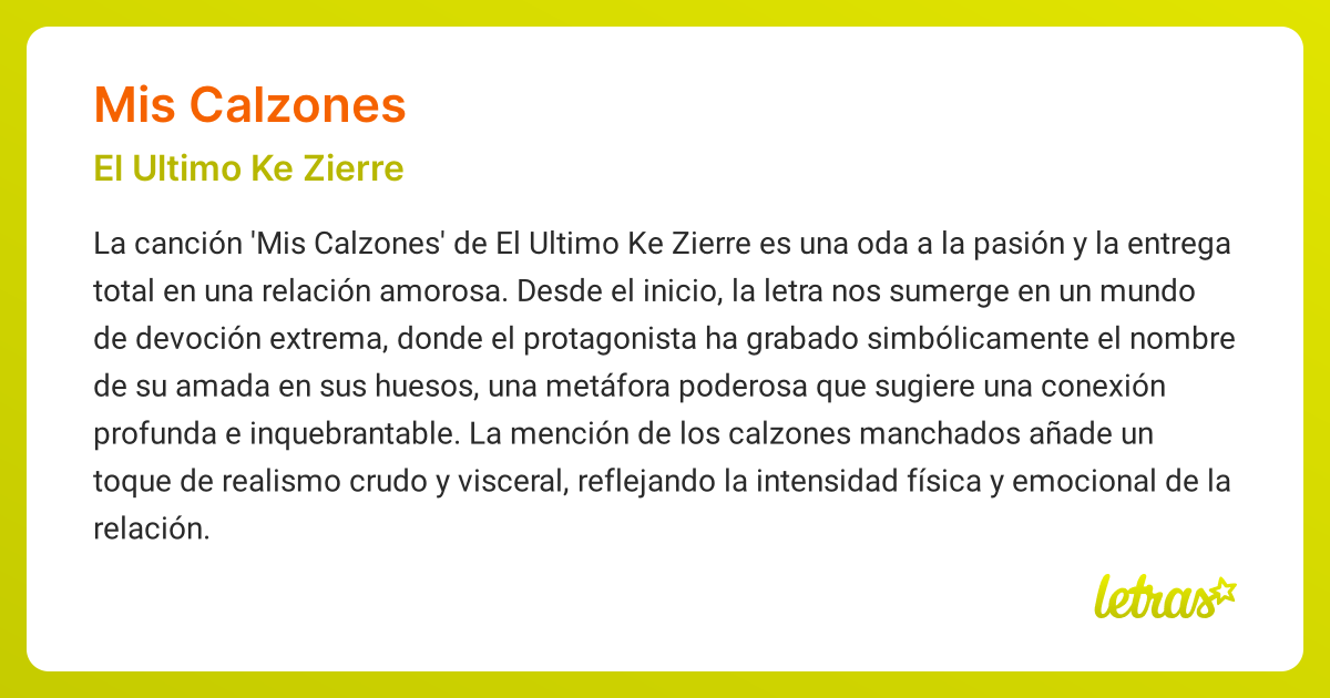 Significado de la canción MIS CALZONES (El Ultimo Ke Zierre) - LETRAS.COM