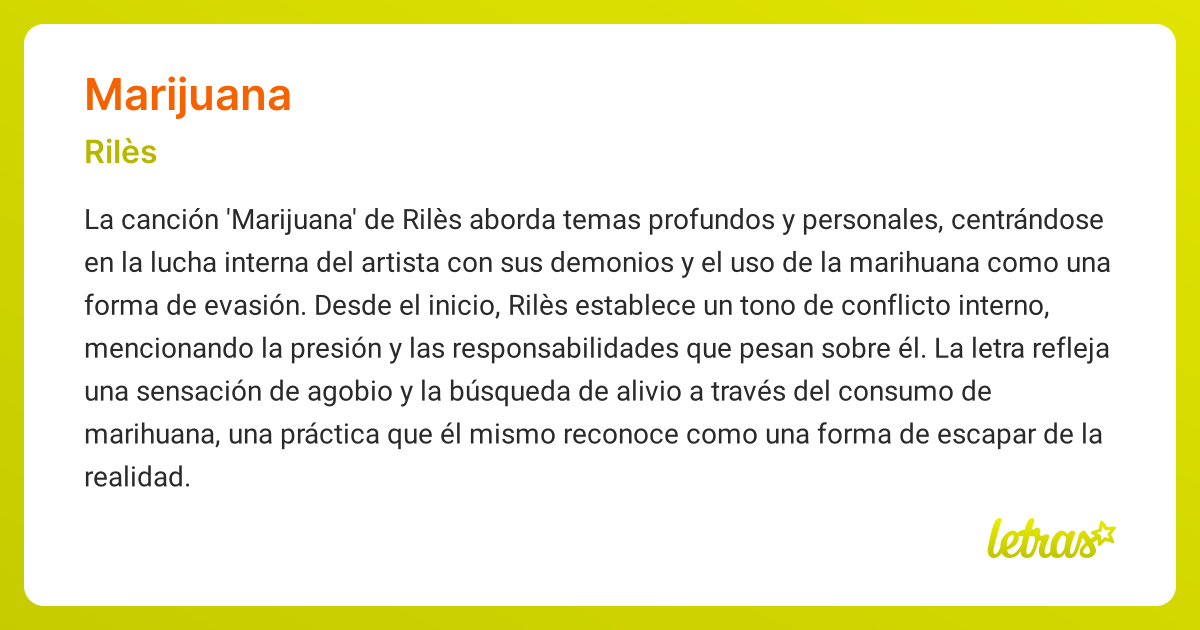 Significado de la canción MARIJUANA (Rilès) - LETRAS.COM