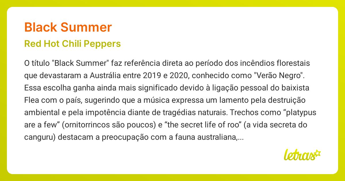 BLACK SUMMER (SIGNIFICADO) Red Hot Chili Peppers