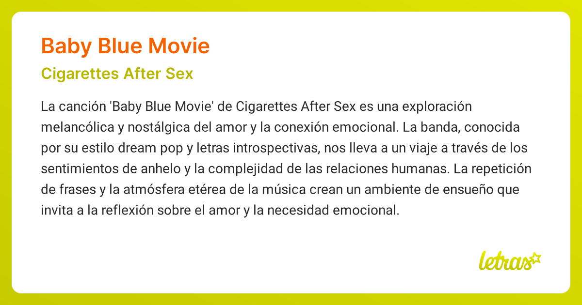 Significado de la canción BABY BLUE MOVIE (Cigarettes After Sex