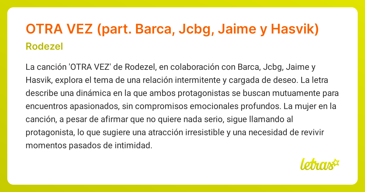 Significado de la canción OTRA VEZ (part. Barca, Jcbg, Jaime y Hasvik ...