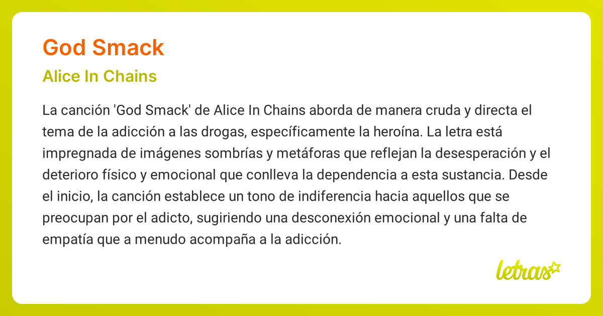 Significado de la canción GOD SMACK (Alice In Chains) - LETRAS.COM